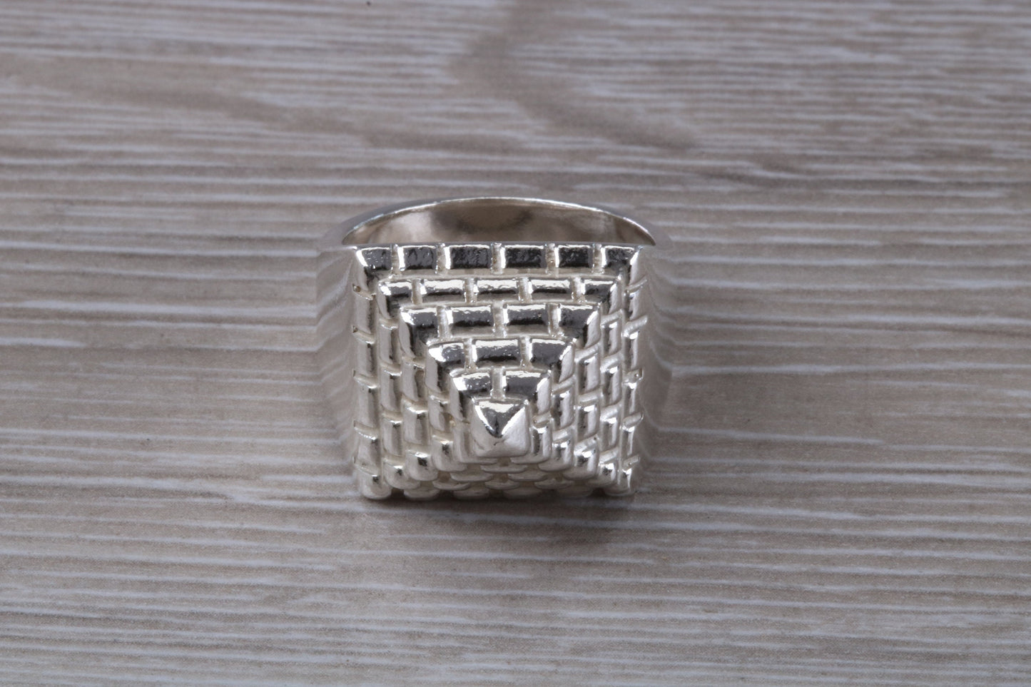 Large and very heavy Pyramid ring,solid silver, perfect for ladies and gents. Available in silver, yellow gold, white gold and platinum