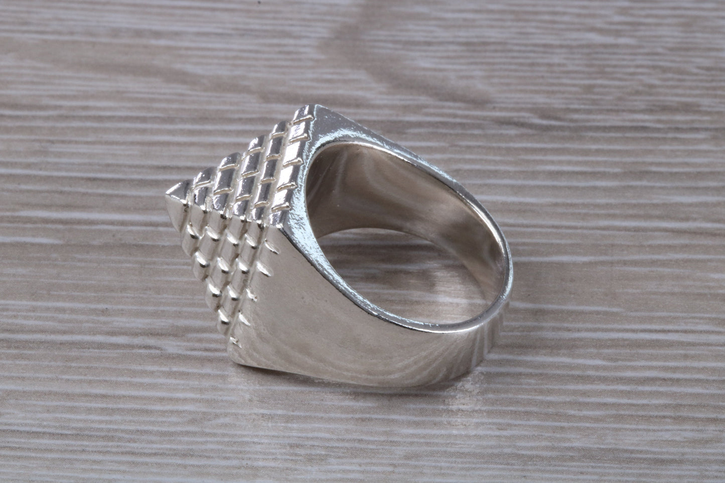 Large and very heavy Pyramid ring,solid silver, perfect for ladies and gents. Available in silver, yellow gold, white gold and platinum