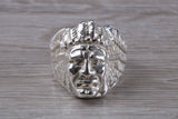 Large and heavy American Indian head ring,solid silver,unisex for ladies and gents,available in silver, yellow gold, white gold and platinum