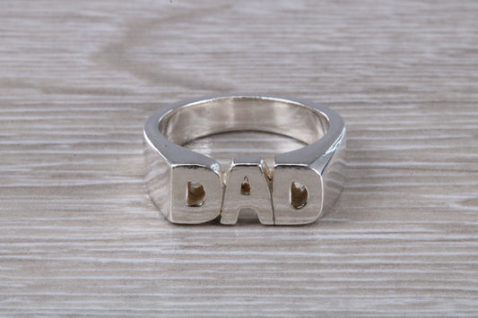 Chunky Dad ring, solid silver, suitable for ladies or gents. Available in silver, yellow gold, white gold and platinum