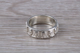 Skull ring,solid sterling silver, small skulls going all around ring, perfect for ladies and gents. Available in other precious metals