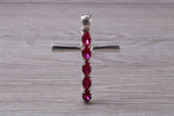 Sterling Silver Ruby CZ set Cross Necklace