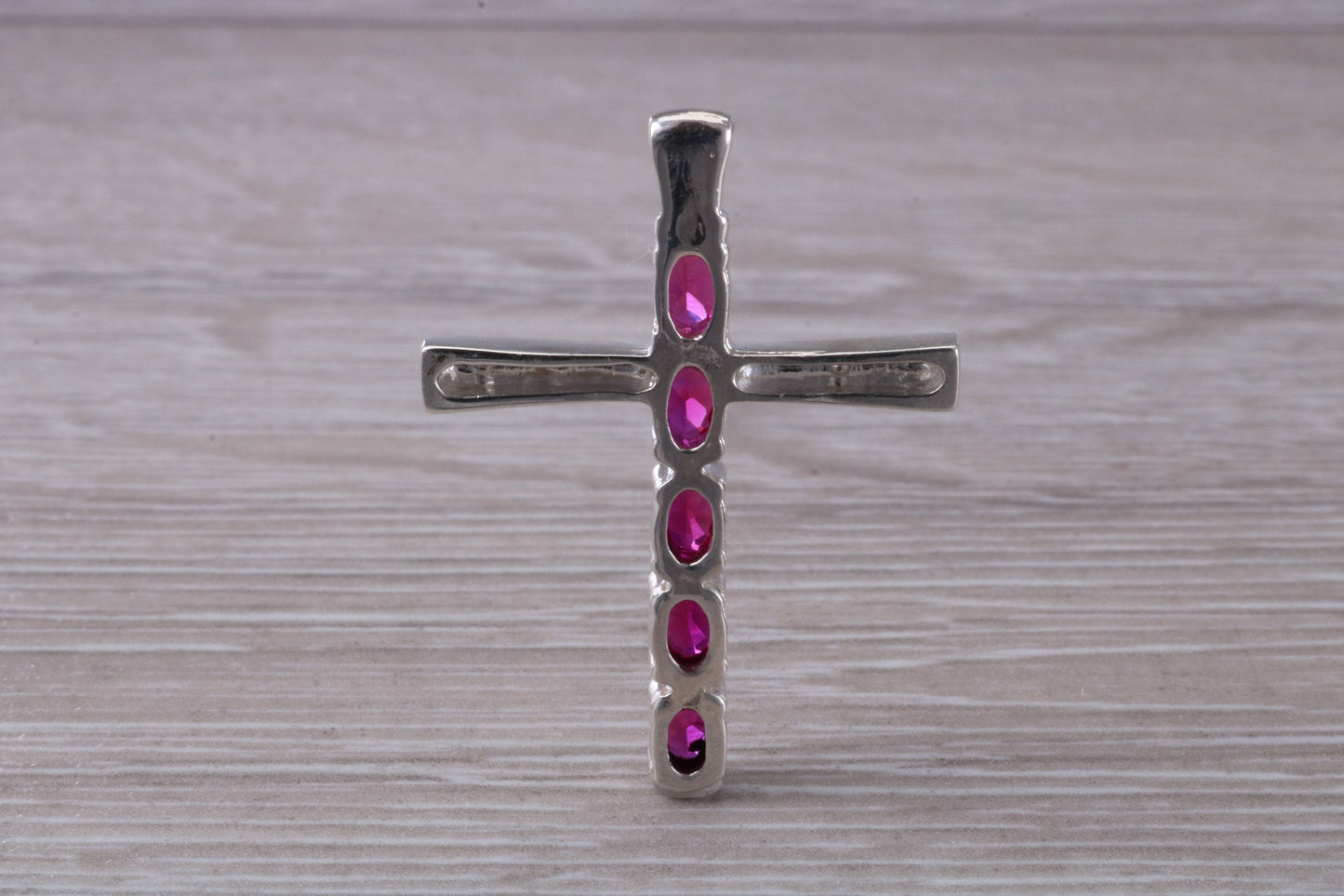 Sterling Silver Ruby CZ set Cross Necklace