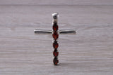 Sterling Silver Garnet C Z set Cross Necklace