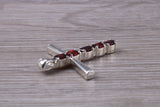 Sterling Silver Garnet C Z set Cross Necklace