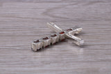 Sterling Silver Garnet C Z set Cross Necklace