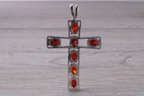 Sterling Silver Garnet C Z set Cross Necklace