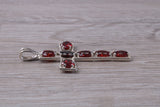 Sterling Silver Garnet C Z set Cross Necklace