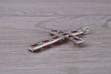 Sterling Silver Garnet C Z set Cross Necklace