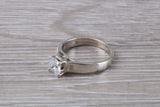 Simple and very elegant real Diamond look ring, sterling silver set with Princess cut diamond look C Z, Ideal promise, dress engagement ring