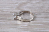 Simple and very elegant real Diamond look ring, sterling silver set with Princess cut diamond look C Z, Ideal promise, dress engagement ring