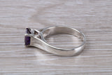 Amethyst ring, sterling silver set with Princess cut Amethyst Cubic Zirconia, Ideal promise, dress engagement ring