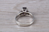 Amethyst ring, sterling silver set with Princess cut Amethyst Cubic Zirconia, Ideal promise, dress engagement ring