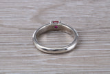 Ruby ring, sterling silver set with round cut Ruby Cubic Zirconia, Ideal promise, dress engagement ring