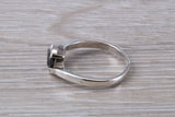 Black Diamond look ring, sterling silver set with oval cut Black Diamond look C Z, Ideal promise, dress engagement ring