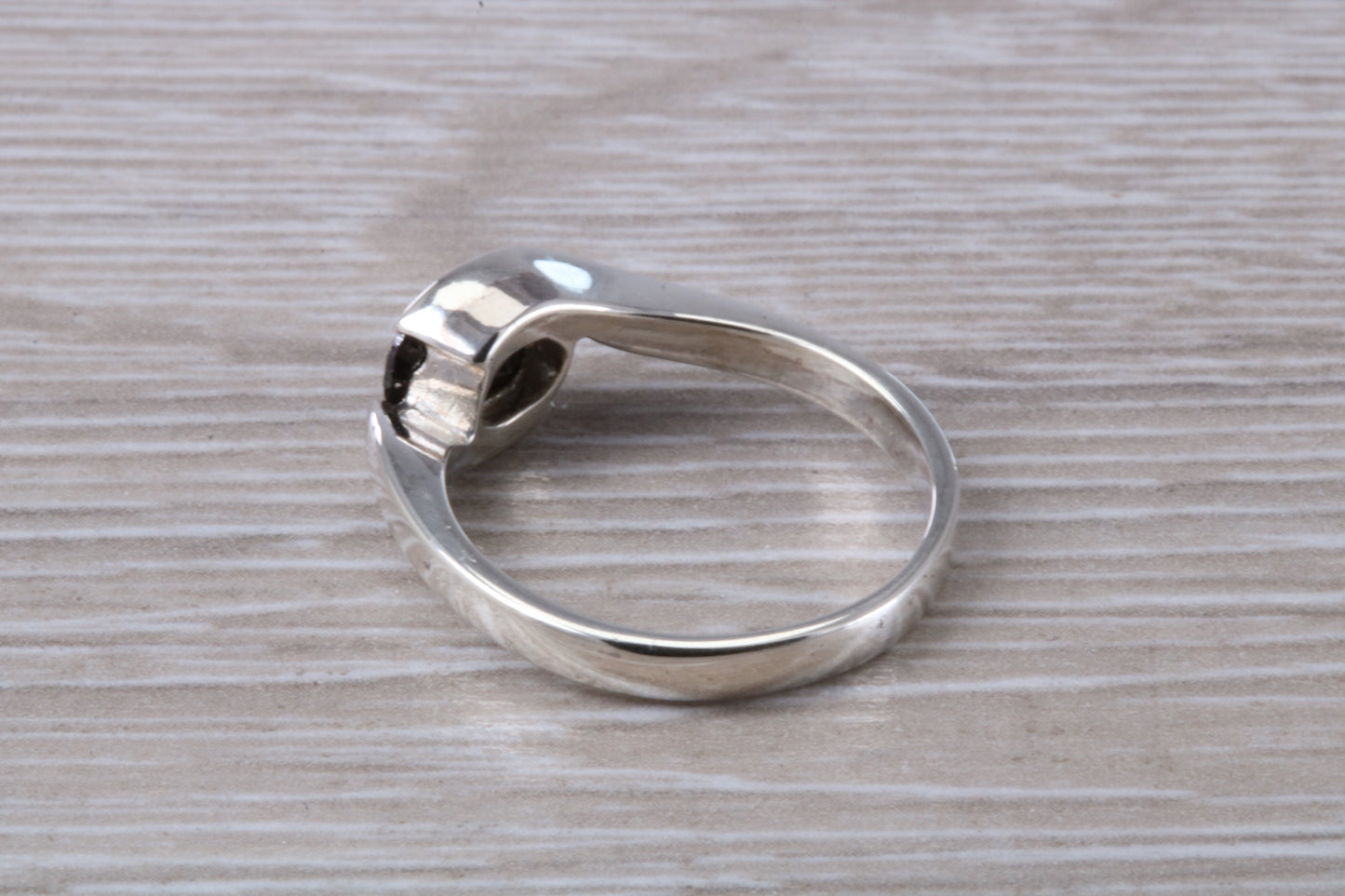 Black Diamond look ring, sterling silver set with oval cut Black Diamond look C Z, Ideal promise, dress engagement ring