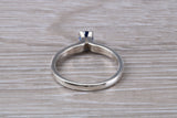 Simple and very elegant real Blue Sapphire look ring, sterling silver set with round Sapphire C Z