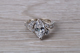 Dressy real Diamond look ring, sterling silver set with diamond look Cubic Zirconia, Ideal promise, dress engagement ring