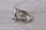 Dressy real Diamond look ring, sterling silver set with diamond look Cubic Zirconia, Ideal promise, dress engagement ring
