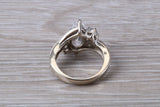 Dressy real Diamond look ring, sterling silver set with diamond look Cubic Zirconia, Ideal promise, dress engagement ring