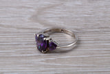 Amethyst ring, sterling silver set with Amethyst Cubic Zirconia, Ideal promise, dress engagement ring