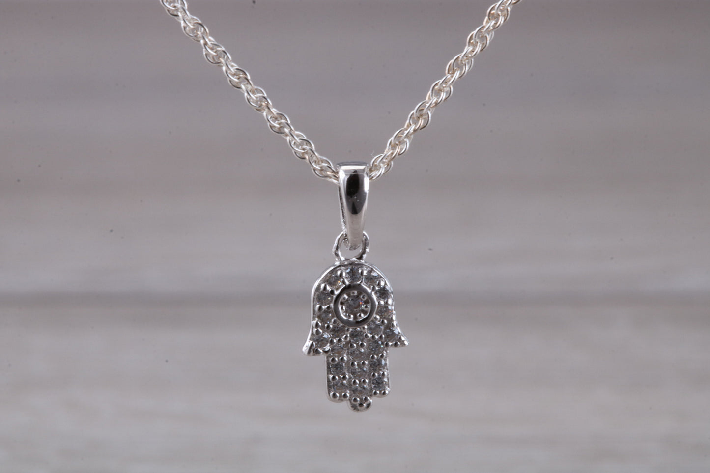 Sterling Silver C Z set Hamsa Necklace