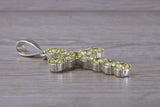 Sterling Silver Peridot C Z set Cross necklace