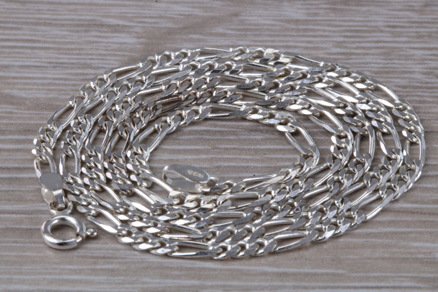 Silver Heavy 18 inch Long Figaro Chain