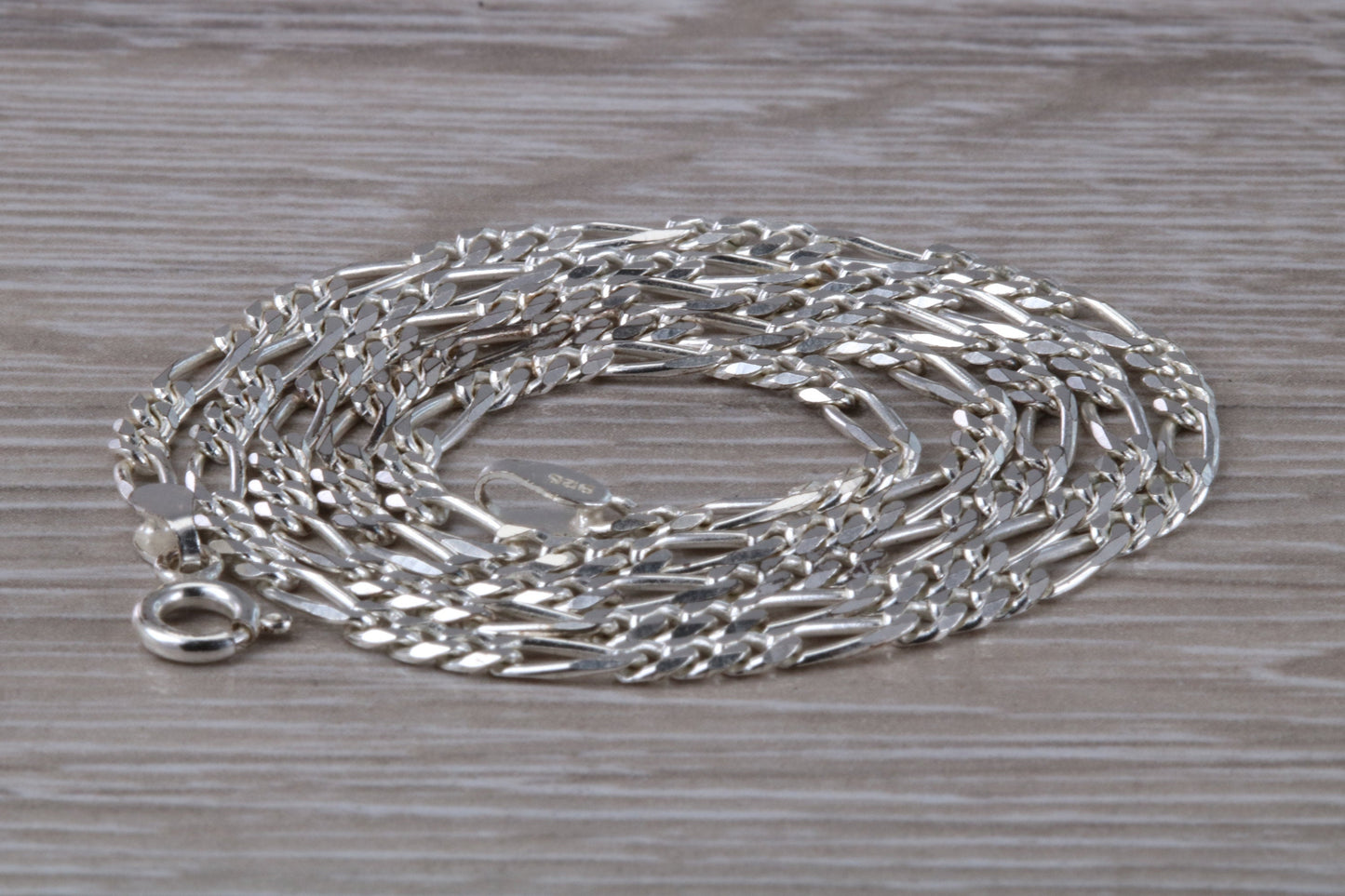 Silver Heavy 18 inch Long Figaro Chain