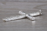 Large Bark Effect Sterling Silver Cross Necklace