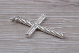 Twisted Rope Effect Sterling Silver Cross