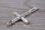 Sterling Silver Tree Bark Effect Cross Necklace