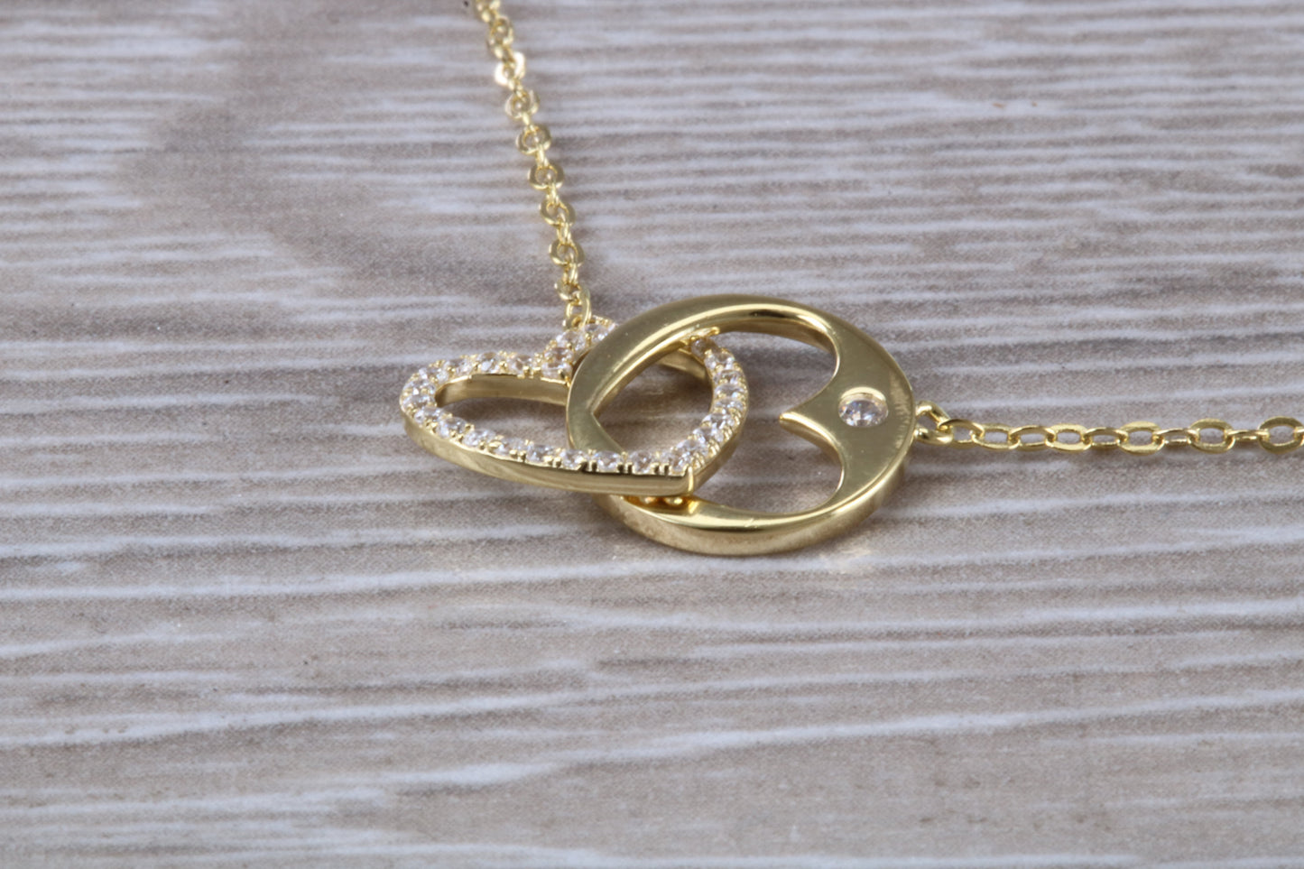 Double Love Heart C Z set Necklace in Sterling Silver