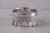 Crown ring, C Z set in solid sterling silver and further rhodium plated for that platinum look