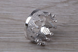Crown ring, C Z set in solid sterling silver and further rhodium plated for that platinum look