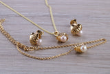 Real Pearl Necklace and Matching Stud Earrings with Bracelet