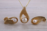 Real Pearl Necklace and Matching Stud Earrings