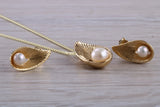 Real Pearl Necklace and Matching Stud Earrings