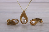 Real Pearl Necklace and Matching Stud Earrings
