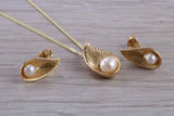 Real Pearl Necklace and Matching Stud Earrings
