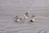 Real Pearl Necklace and Matching Stud Earrings
