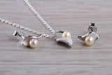 Real Pearl Necklace and Matching Stud Earrings