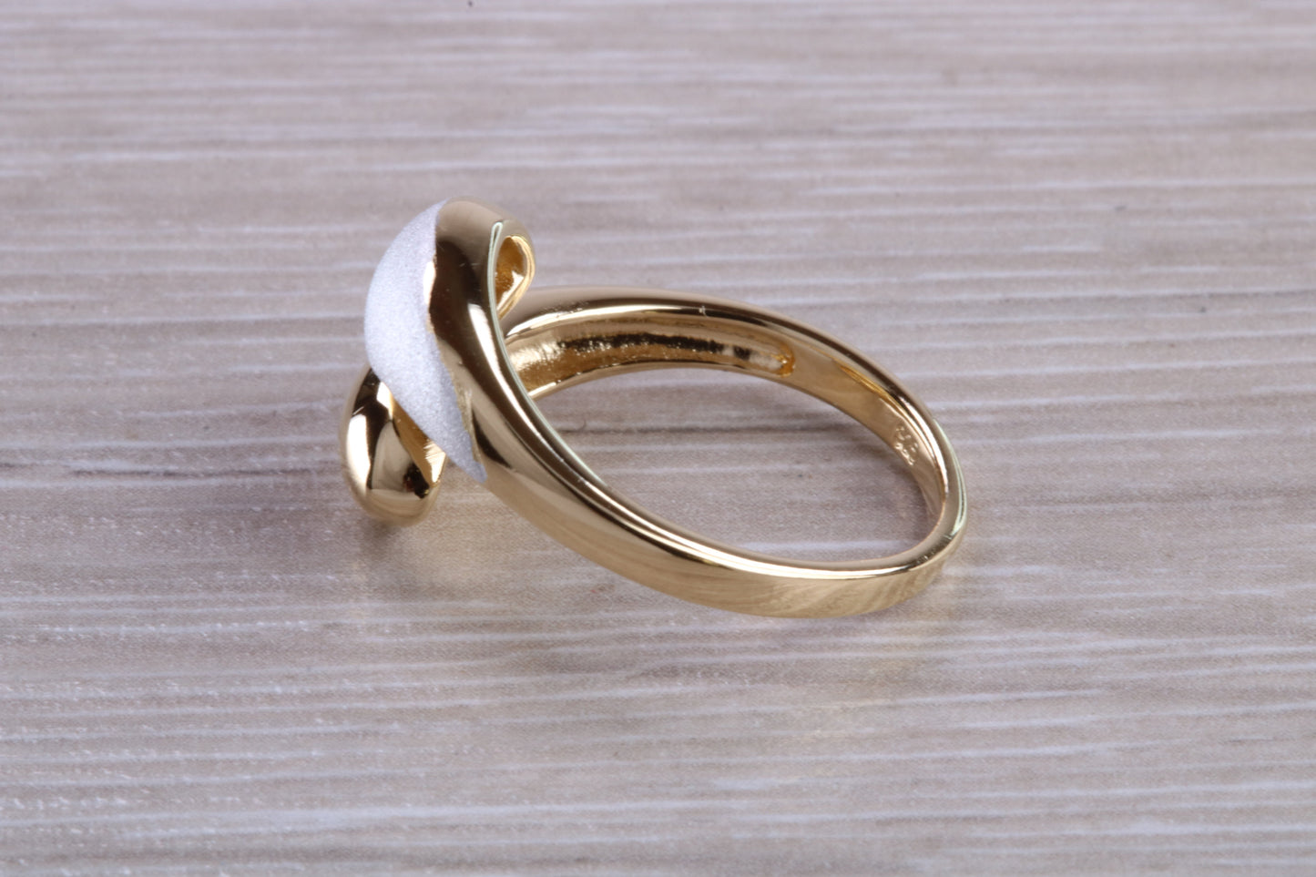 Two Tone Abstract ring, made from 925 grade Sterling Silver and further 18ct Yellow Gold and Rhodium Plated