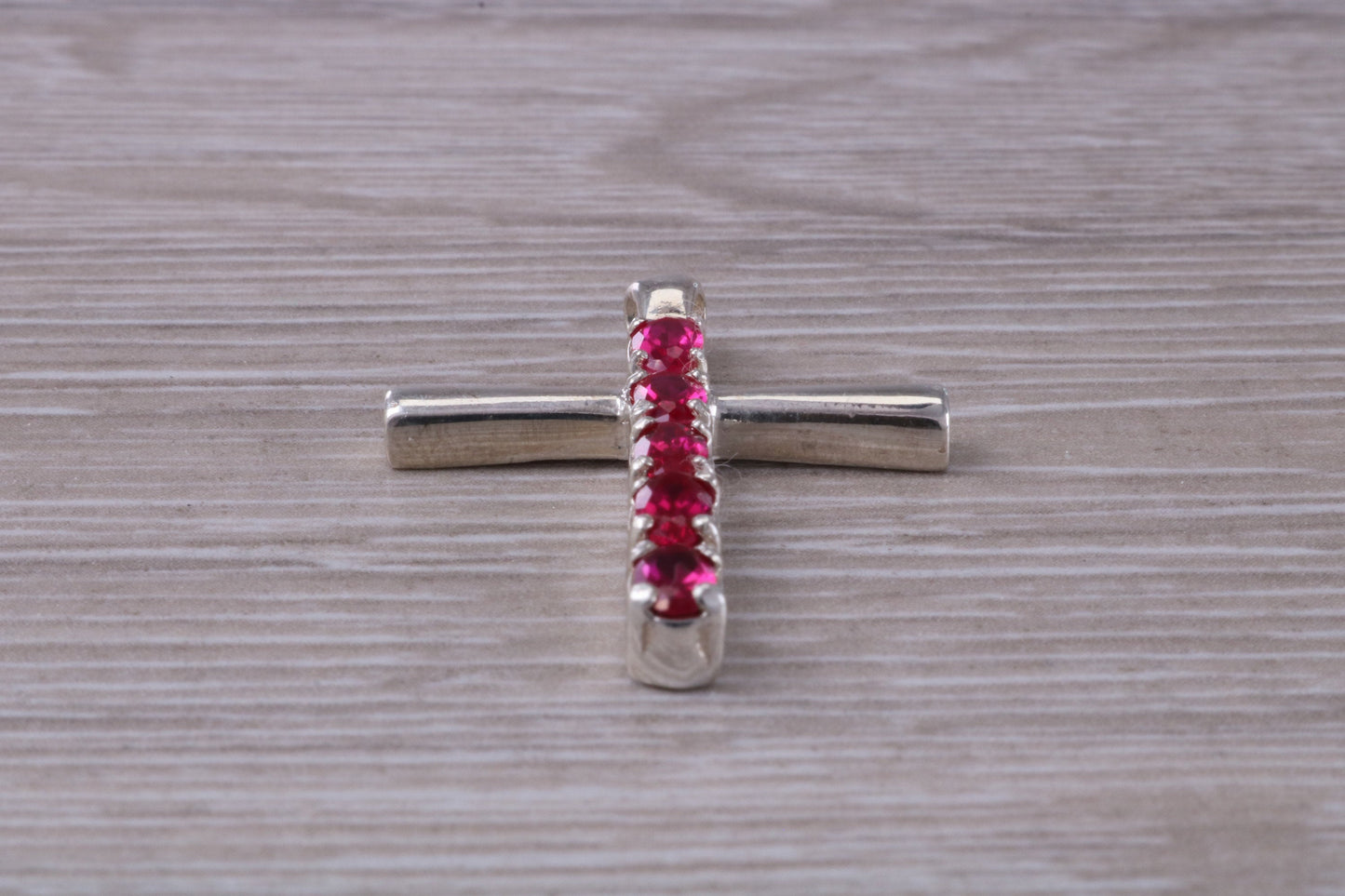 Sterling Silver Ruby CZ set Cross Necklace