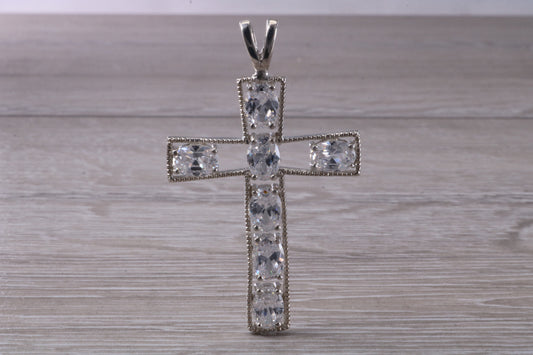 Sterling Silver C Z Set Cross Necklace