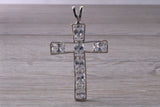 Sterling Silver C Z Set Cross Necklace