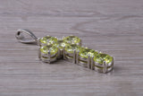 Very Large and Chunky Sterling Silver Peridot C Z set Cross Necklace