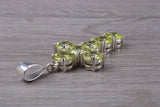 Very Large and Chunky Sterling Silver Peridot C Z set Cross Necklace