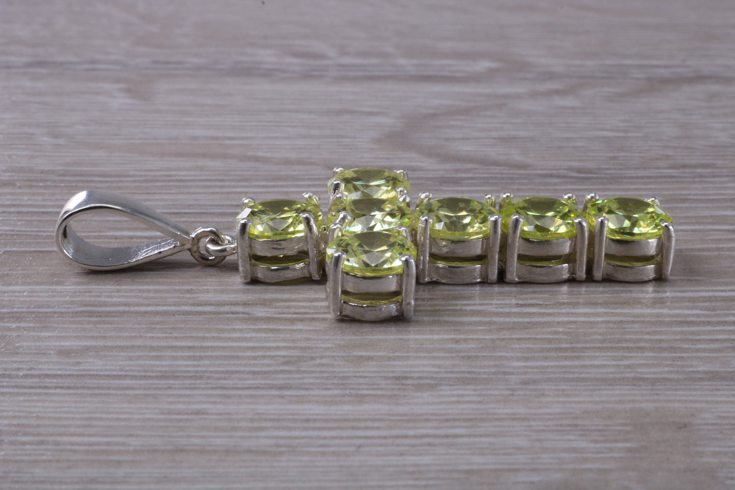 Very Large and Chunky Sterling Silver Peridot C Z set Cross Necklace