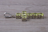 Very Large and Chunky Sterling Silver Peridot C Z set Cross Necklace